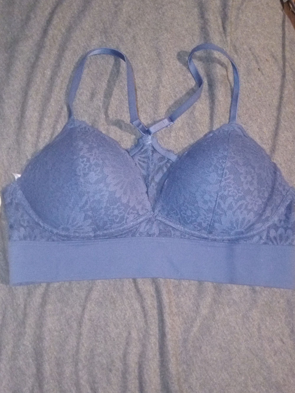 PINK Victoria's Secret Lace Racerback Bralette - Light Blue